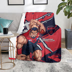 Melbourne Football Club Blanket Demons Muscular Mascot Graphic - Abstract Paint Splatter Art