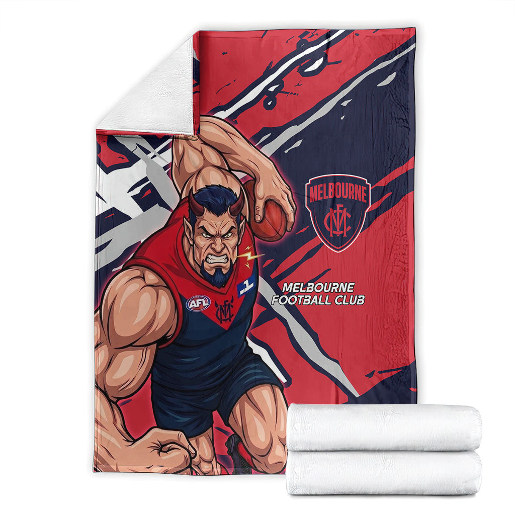 Melbourne Football Club Blanket Demons Muscular Mascot Graphic - Abstract Paint Splatter Art