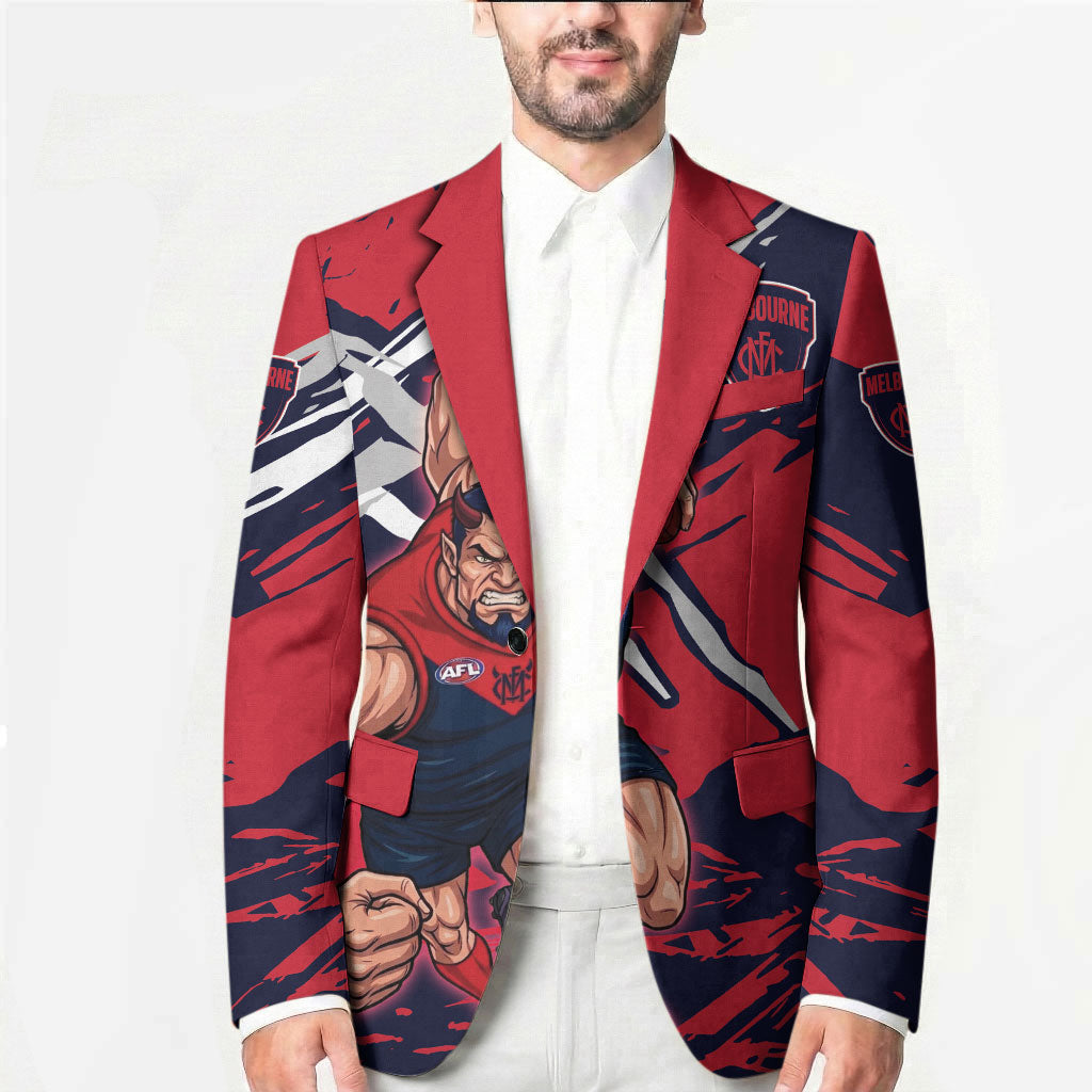Melbourne Football Club Blazer Demons Muscular Mascot Graphic - Abstract Paint Splatter Art