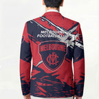 Melbourne Football Club Blazer Demons Muscular Mascot Graphic - Abstract Paint Splatter Art