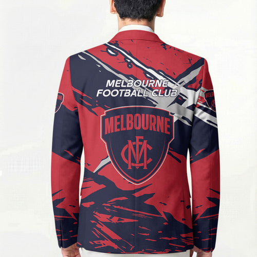 Melbourne Football Club Blazer Demons Muscular Mascot Graphic - Abstract Paint Splatter Art