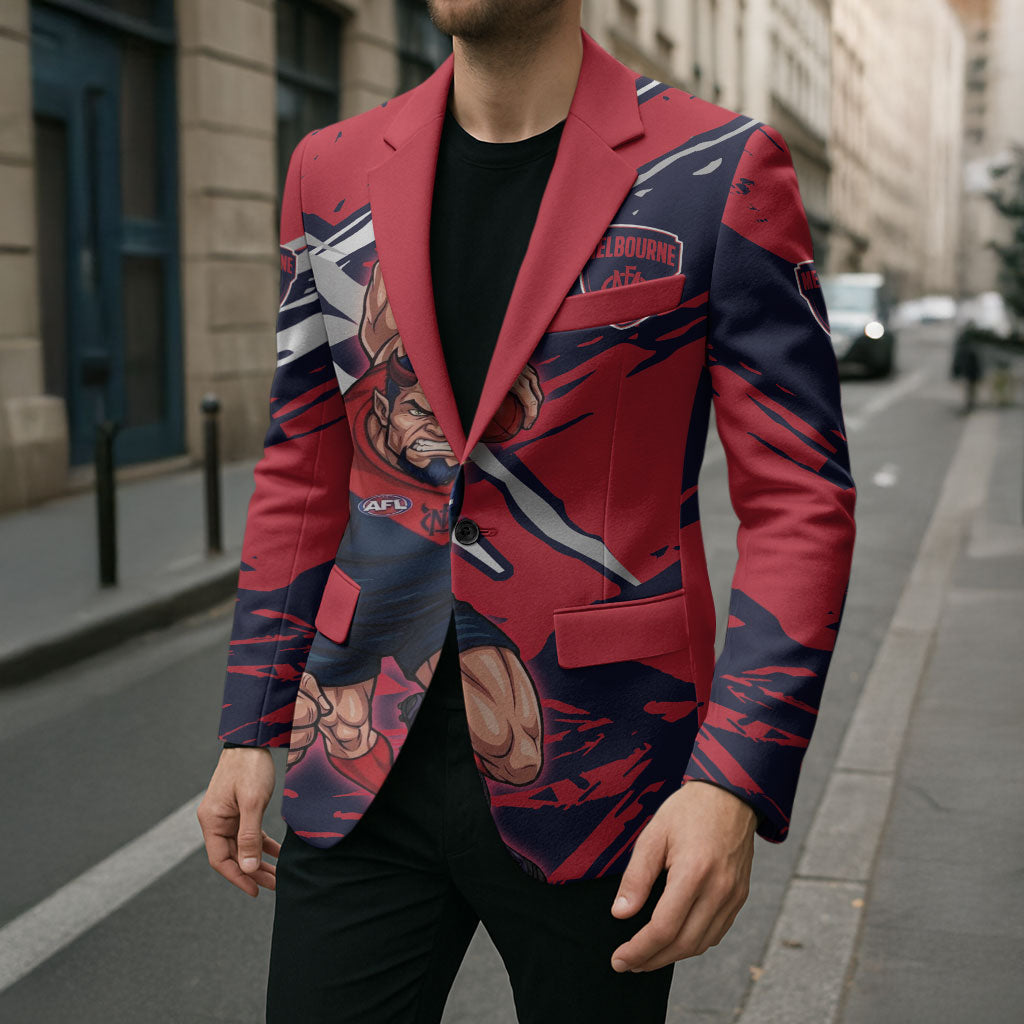 Melbourne Football Club Blazer Demons Muscular Mascot Graphic - Abstract Paint Splatter Art