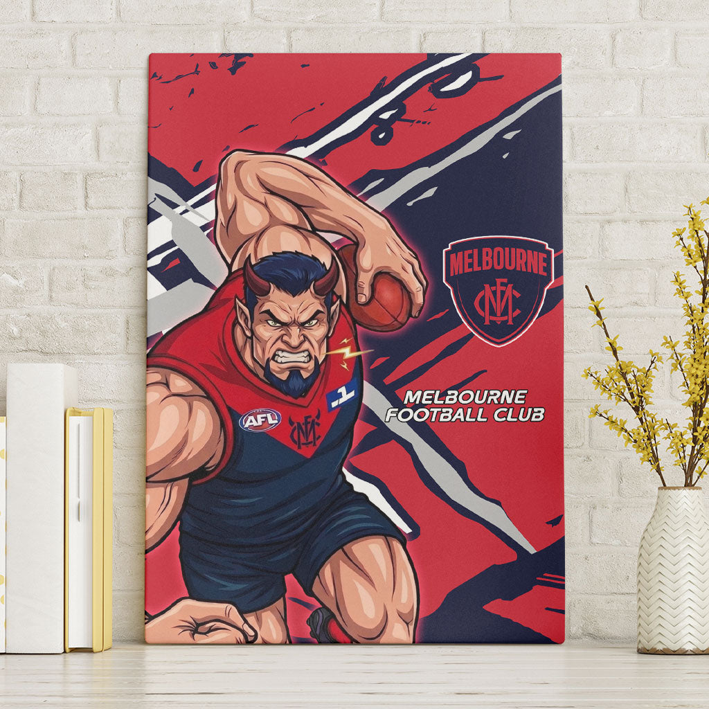 Melbourne Football Club Canvas Wall Art Demons Muscular Mascot Graphic - Abstract Paint Splatter Art