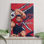Melbourne Football Club Canvas Wall Art Demons Muscular Mascot Graphic - Abstract Paint Splatter Art