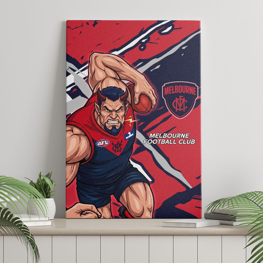 Melbourne Football Club Canvas Wall Art Demons Muscular Mascot Graphic - Abstract Paint Splatter Art
