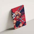Melbourne Football Club Canvas Wall Art Demons Muscular Mascot Graphic - Abstract Paint Splatter Art