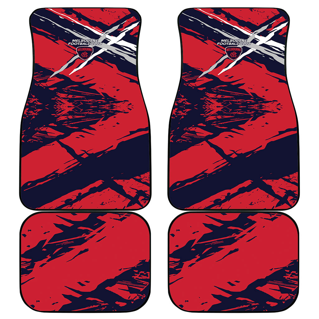 Melbourne Football Club Car Mats Demons Muscular Mascot Graphic - Abstract Paint Splatter Art