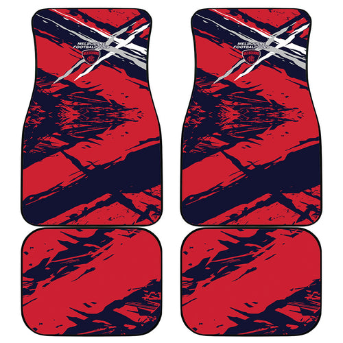 Melbourne Football Club Car Mats Demons Muscular Mascot Graphic - Abstract Paint Splatter Art