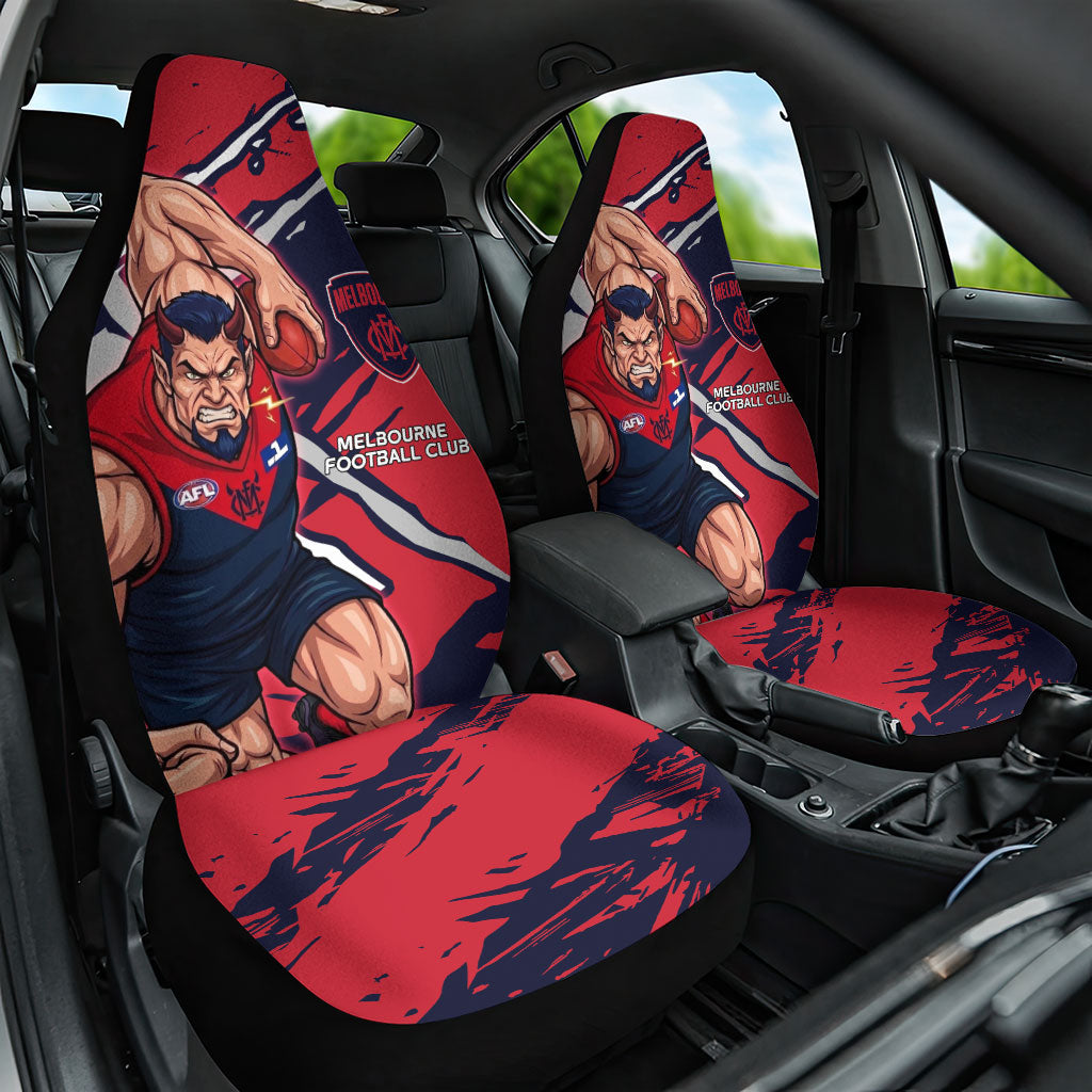 Melbourne Football Club Car Seat Cover Demons Muscular Mascot Graphic - Abstract Paint Splatter Art