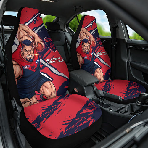 Melbourne Football Club Car Seat Cover Demons Muscular Mascot Graphic - Abstract Paint Splatter Art