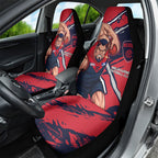 Melbourne Football Club Car Seat Cover Demons Muscular Mascot Graphic - Abstract Paint Splatter Art