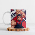 Melbourne Football Club Ceramic Mug Demons Muscular Mascot Graphic - Abstract Paint Splatter Art