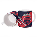 Melbourne Football Club Ceramic Mug Demons Muscular Mascot Graphic - Abstract Paint Splatter Art