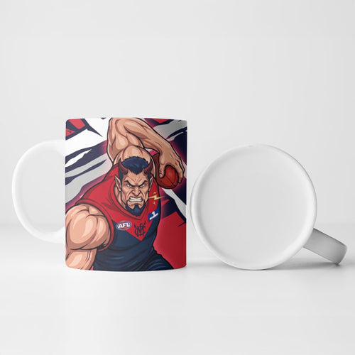 Melbourne Football Club Ceramic Mug Demons Muscular Mascot Graphic - Abstract Paint Splatter Art