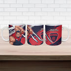 Melbourne Football Club Ceramic Mug Demons Muscular Mascot Graphic - Abstract Paint Splatter Art