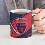 Melbourne Football Club Ceramic Mug Demons Muscular Mascot Graphic - Abstract Paint Splatter Art