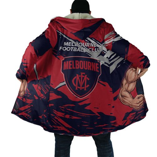 Melbourne Football Club Cloak Demons Muscular Mascot Graphic - Abstract Paint Splatter Art
