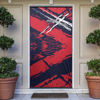 Melbourne Football Club Door Cover Demons Muscular Mascot Graphic - Abstract Paint Splatter Art