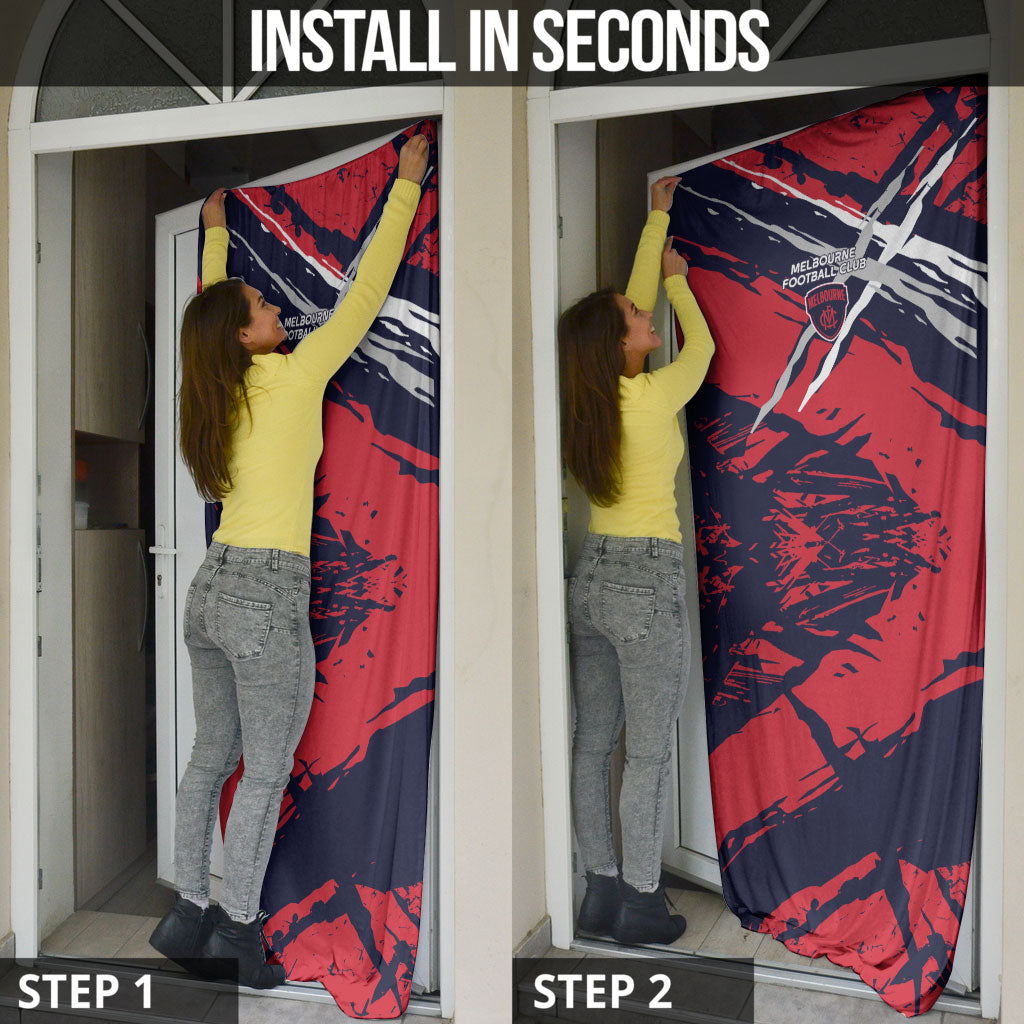 Melbourne Football Club Door Cover Demons Muscular Mascot Graphic - Abstract Paint Splatter Art