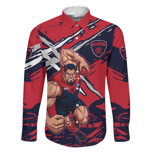 Melbourne Football Club Family Matching Off Shoulder Maxi Dress and Hawaiian Shirt Demons Muscular Mascot Graphic - Abstract Paint Splatter Art