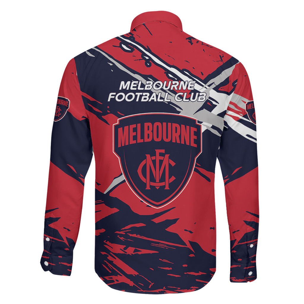 Melbourne Football Club Family Matching Off Shoulder Maxi Dress and Hawaiian Shirt Demons Muscular Mascot Graphic - Abstract Paint Splatter Art