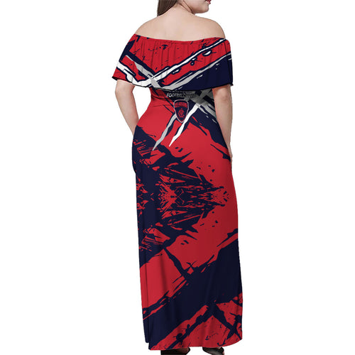 Melbourne Football Club Family Matching Off Shoulder Maxi Dress and Hawaiian Shirt Demons Muscular Mascot Graphic - Abstract Paint Splatter Art