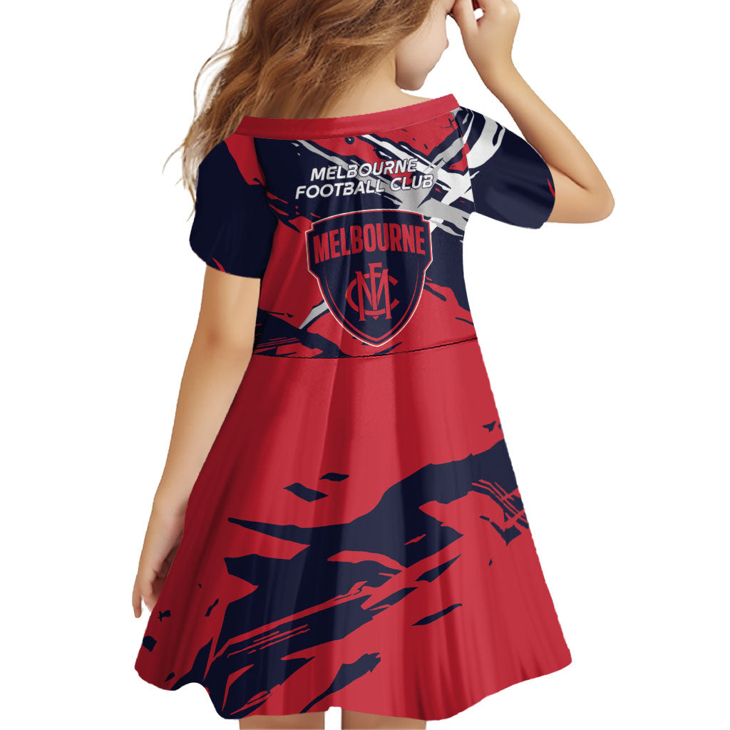 Melbourne Football Club Family Matching Off Shoulder Short Dress and Hawaiian Shirt Demons Muscular Mascot Graphic - Abstract Paint Splatter Art