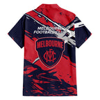 Melbourne Football Club Family Matching Short Sleeve Bodycon Dress and Hawaiian Shirt Demons Muscular Mascot Graphic - Abstract Paint Splatter Art