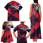 Melbourne Football Club Family Matching Tank Maxi Dress and Hawaiian Shirt Demons Muscular Mascot Graphic - Abstract Paint Splatter Art