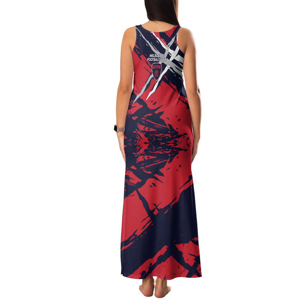 Melbourne Football Club Family Matching Tank Maxi Dress and Hawaiian Shirt Demons Muscular Mascot Graphic - Abstract Paint Splatter Art
