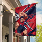 Melbourne Football Club Garden Flag Demons Muscular Mascot Graphic - Abstract Paint Splatter Art