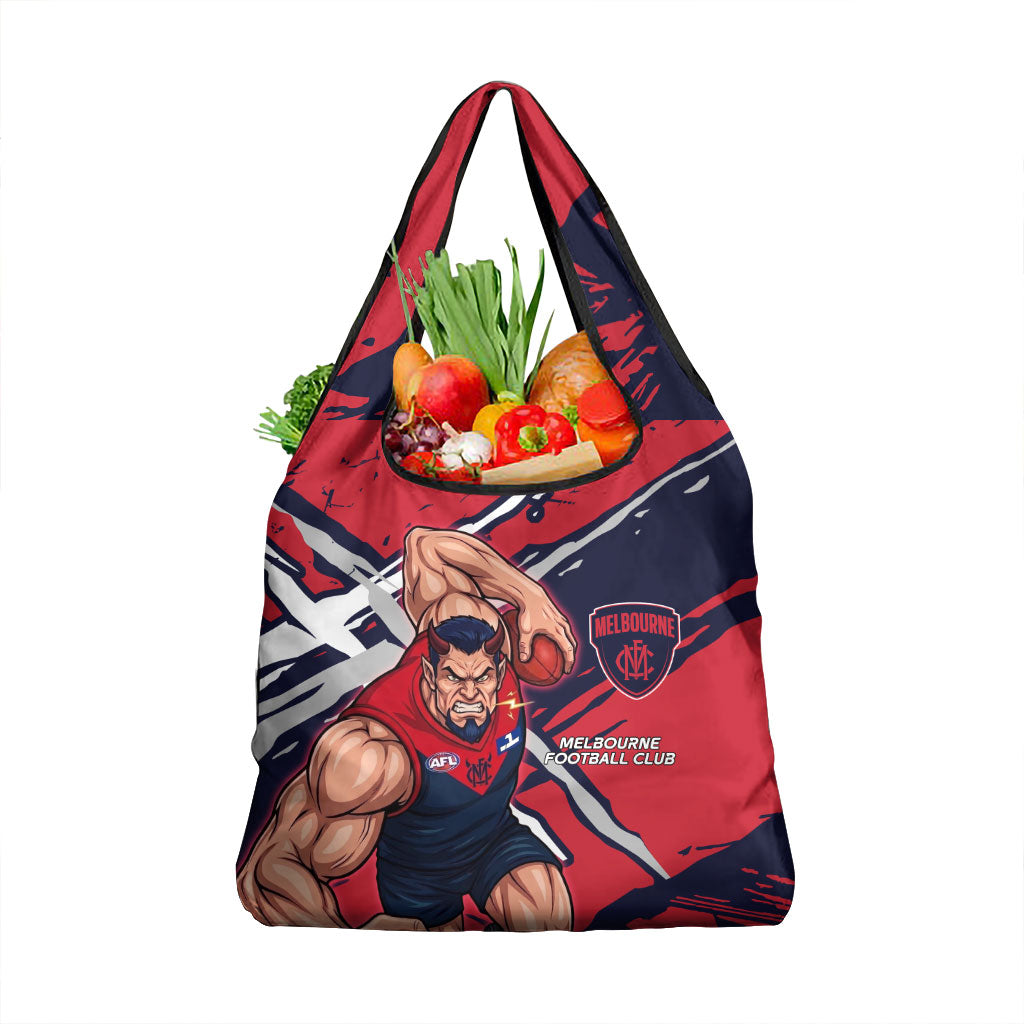 Melbourne Football Club Grocery Bag Demons Muscular Mascot Graphic - Abstract Paint Splatter Art