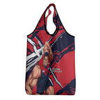 Melbourne Football Club Grocery Bag Demons Muscular Mascot Graphic - Abstract Paint Splatter Art