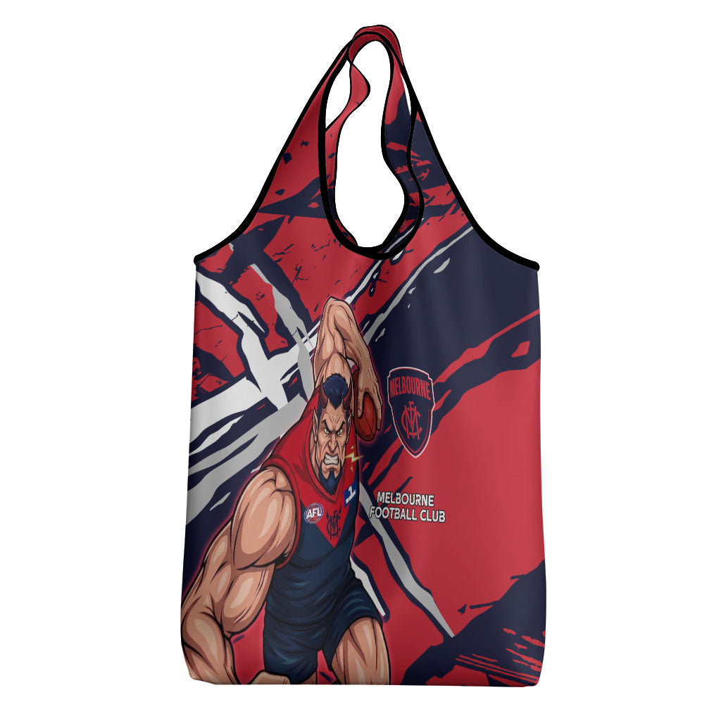 Melbourne Football Club Grocery Bag Demons Muscular Mascot Graphic - Abstract Paint Splatter Art