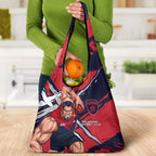 Melbourne Football Club Grocery Bag Demons Muscular Mascot Graphic - Abstract Paint Splatter Art