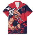 Melbourne Football Club Hawaiian Shirt Demons Muscular Mascot Graphic - Abstract Paint Splatter Art