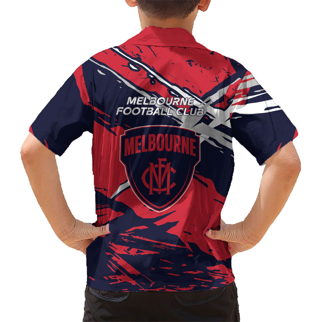 Melbourne Football Club Hawaiian Shirt Demons Muscular Mascot Graphic - Abstract Paint Splatter Art
