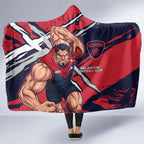 Melbourne Football Club Hooded Blanket Demons Muscular Mascot Graphic - Abstract Paint Splatter Art
