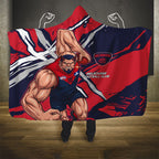Melbourne Football Club Hooded Blanket Demons Muscular Mascot Graphic - Abstract Paint Splatter Art