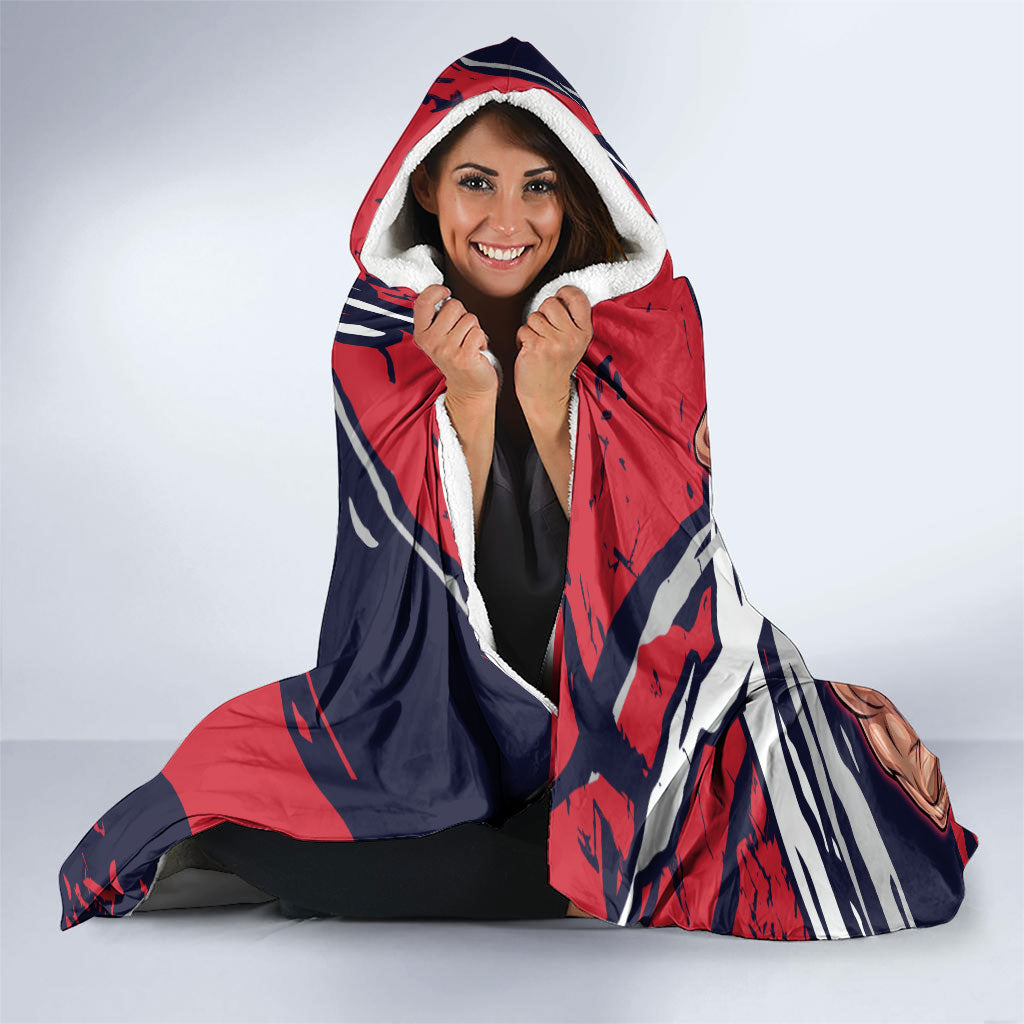 Melbourne Football Club Hooded Blanket Demons Muscular Mascot Graphic - Abstract Paint Splatter Art