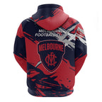 Melbourne Football Club Hoodie Demons Muscular Mascot Graphic - Abstract Paint Splatter Art