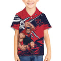 Melbourne Football Club Kid Hawaiian Shirt Demons Muscular Mascot Graphic - Abstract Paint Splatter Art