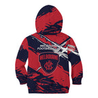 Melbourne Football Club Kid Hoodie Demons Muscular Mascot Graphic - Abstract Paint Splatter Art