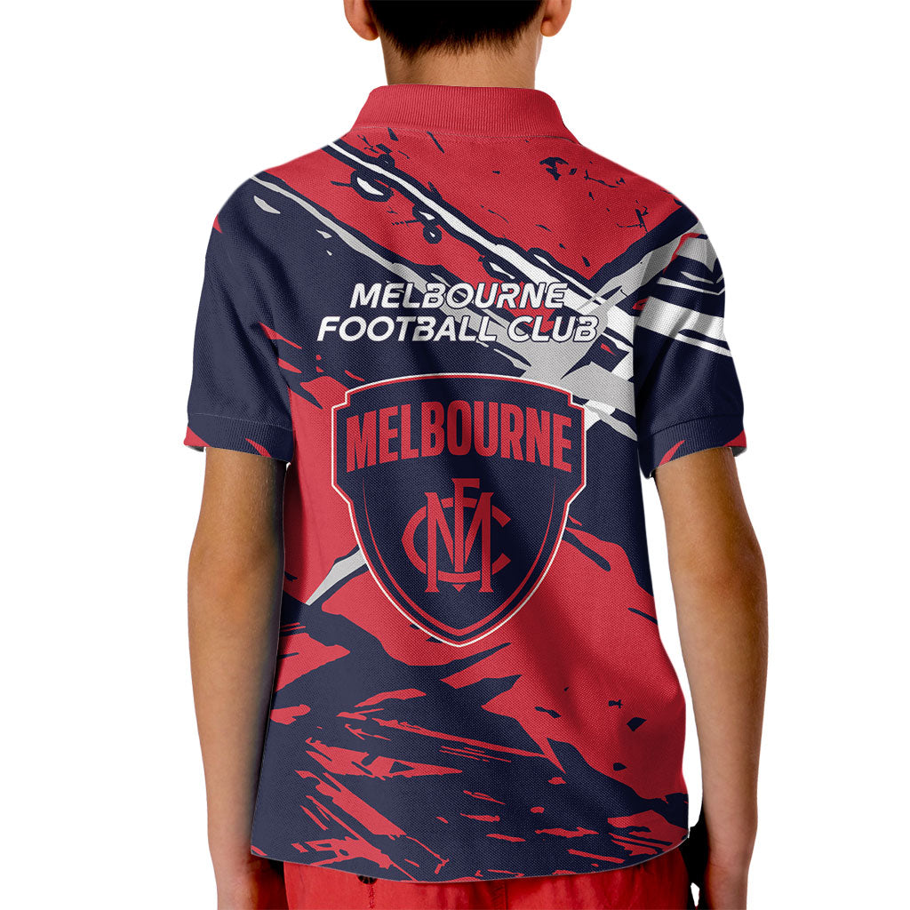 Melbourne Football Club Kid Polo Shirt Demons Muscular Mascot Graphic - Abstract Paint Splatter Art