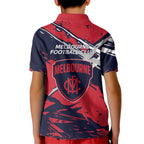 Melbourne Football Club Kid Polo Shirt Demons Muscular Mascot Graphic - Abstract Paint Splatter Art