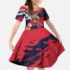 Melbourne Football Club Kid Short Sleeve Dress Demons Muscular Mascot Graphic - Abstract Paint Splatter Art