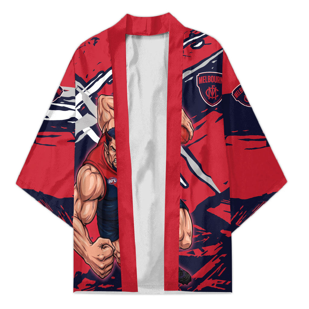 Melbourne Football Club Kimono Demons Muscular Mascot Graphic - Abstract Paint Splatter Art