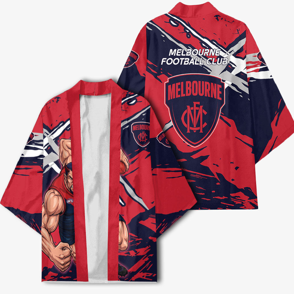 Melbourne Football Club Kimono Demons Muscular Mascot Graphic - Abstract Paint Splatter Art