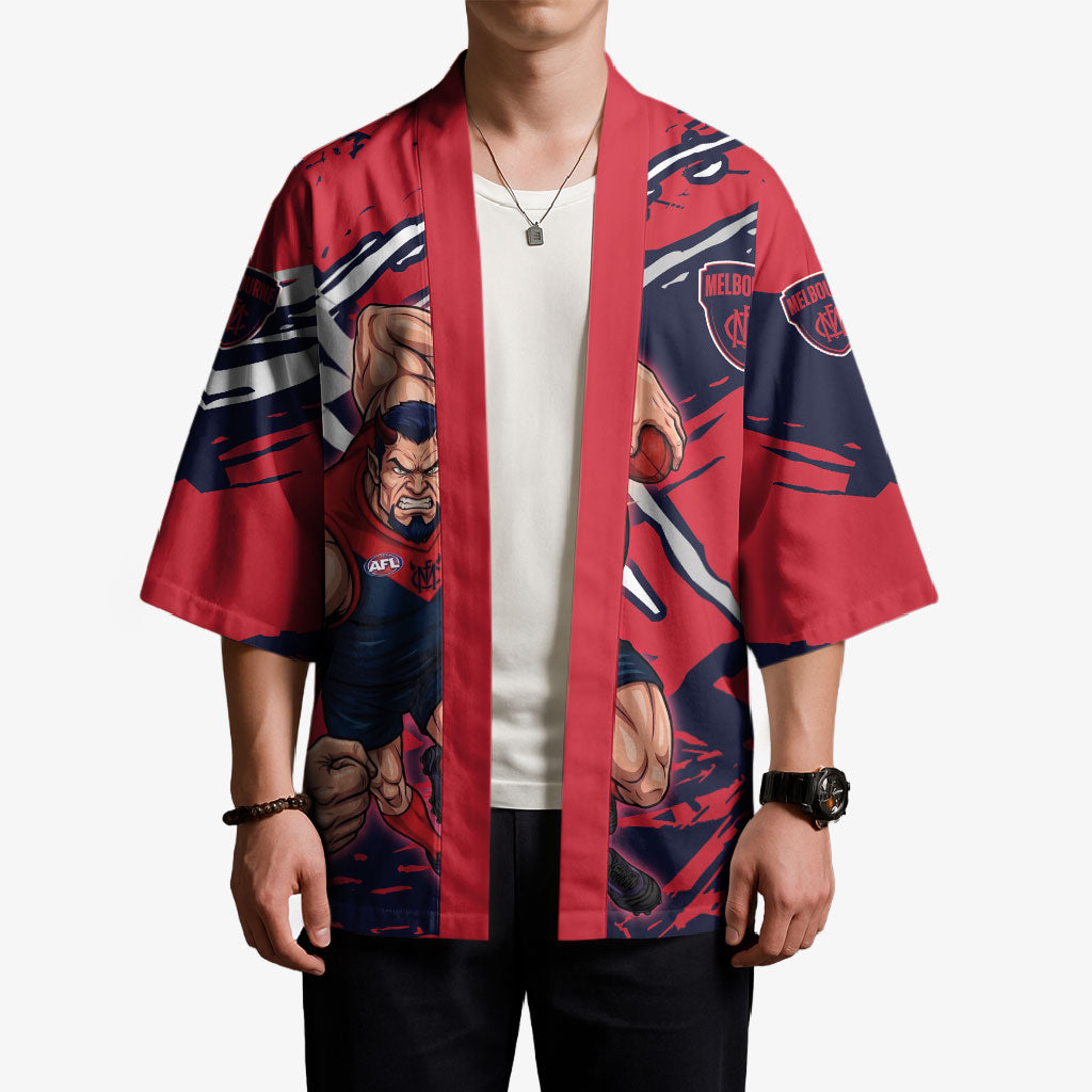 Melbourne Football Club Kimono Demons Muscular Mascot Graphic - Abstract Paint Splatter Art