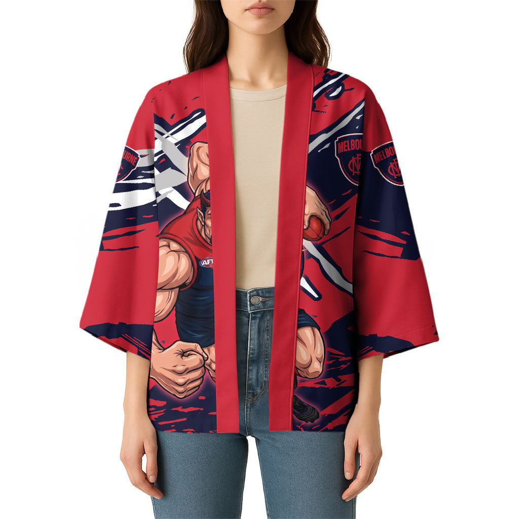 Melbourne Football Club Kimono Demons Muscular Mascot Graphic - Abstract Paint Splatter Art